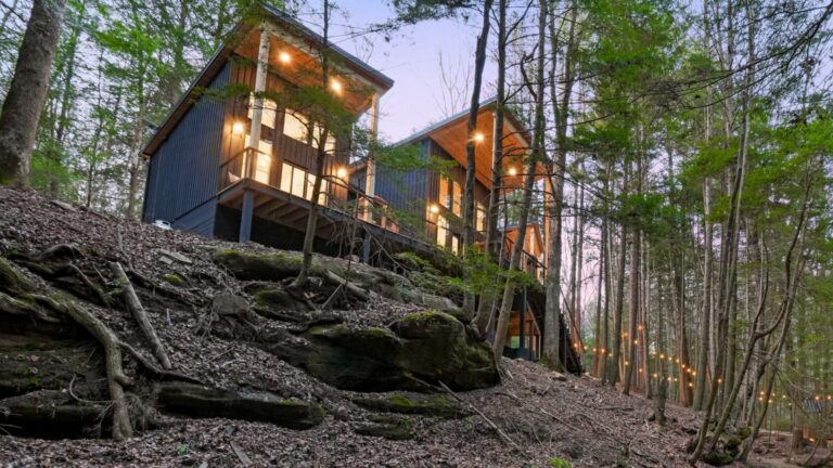 exterior of a cabin in the woods