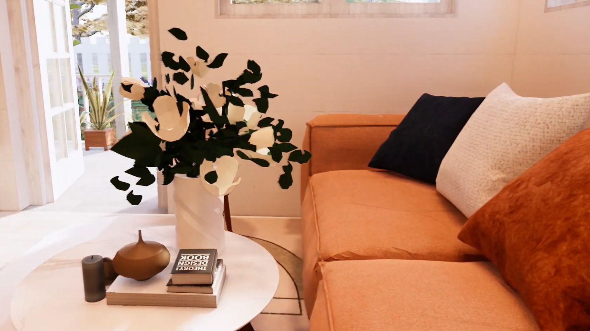 bright orange living room