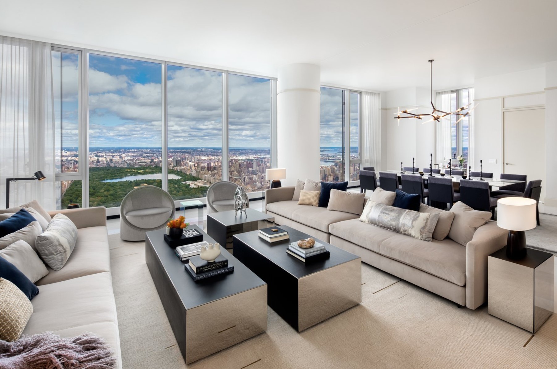 Central park tower penthouse with a sleek lounge area