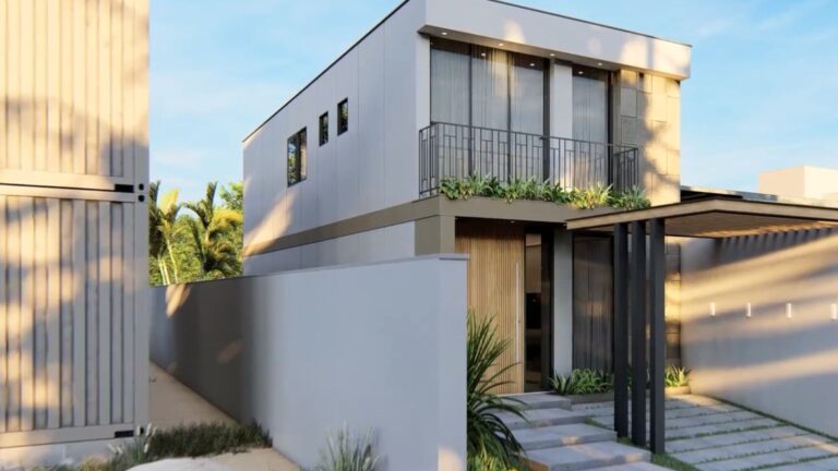 exterior of a shipping container house