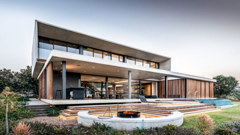 forest house with concrete and wooden elements