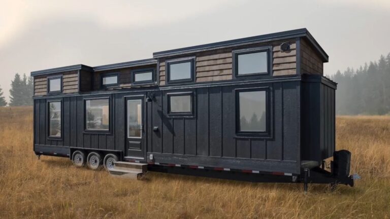 Tiny bohemian home with black walls