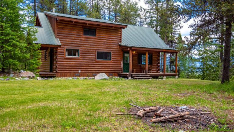Wooden cabin home in the middle of nowhere