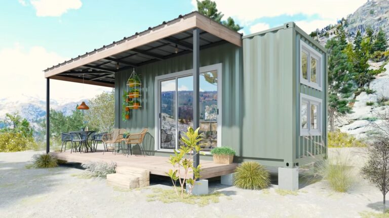 Tiny shipping container home with wrap around porch