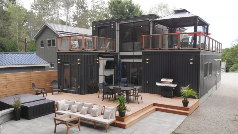 modular home built with shipping containers looking modern