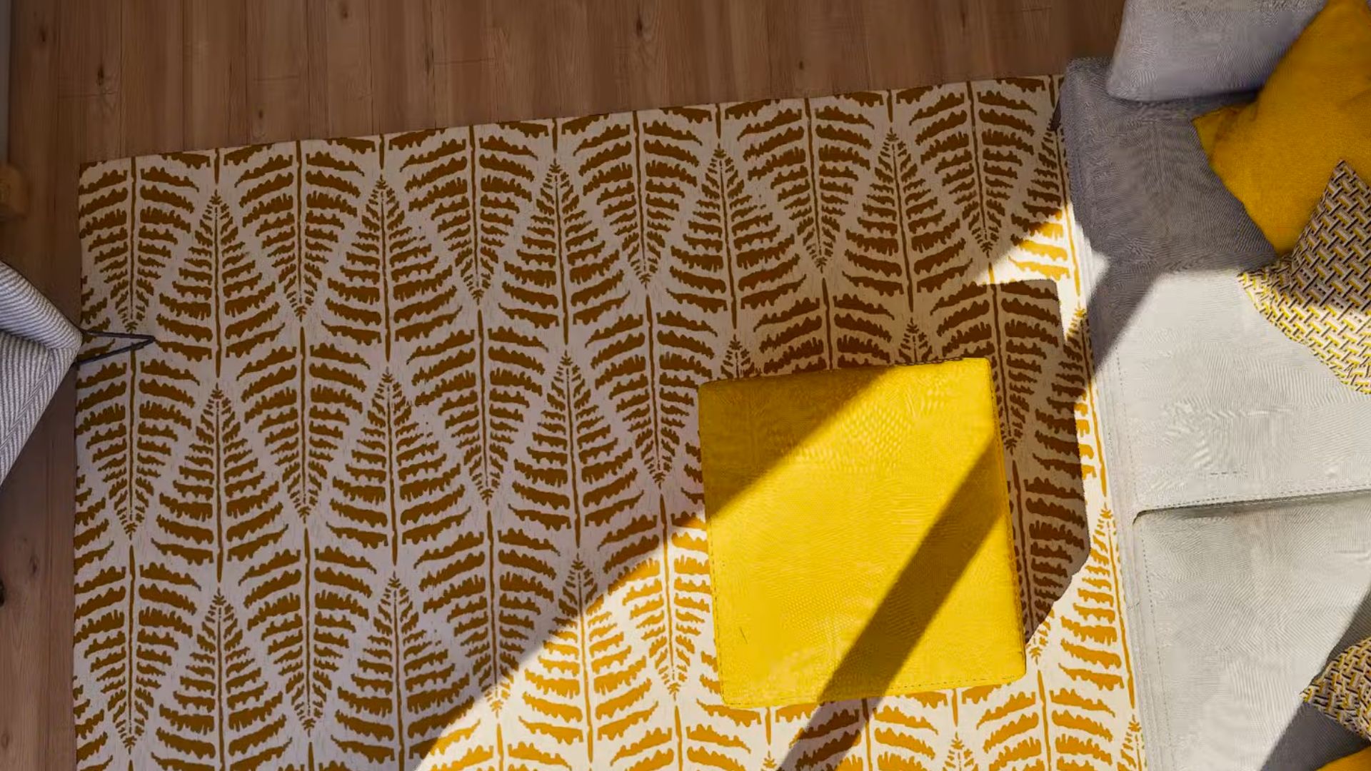 yellow details in living room