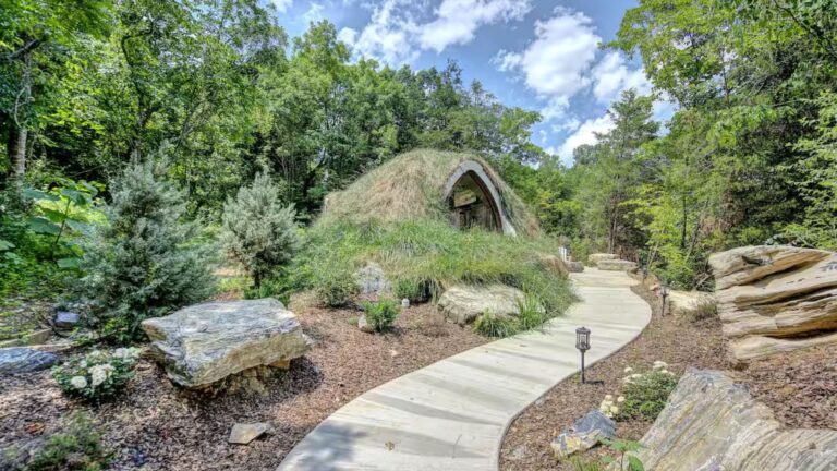 a little path leading up to the modern burrow