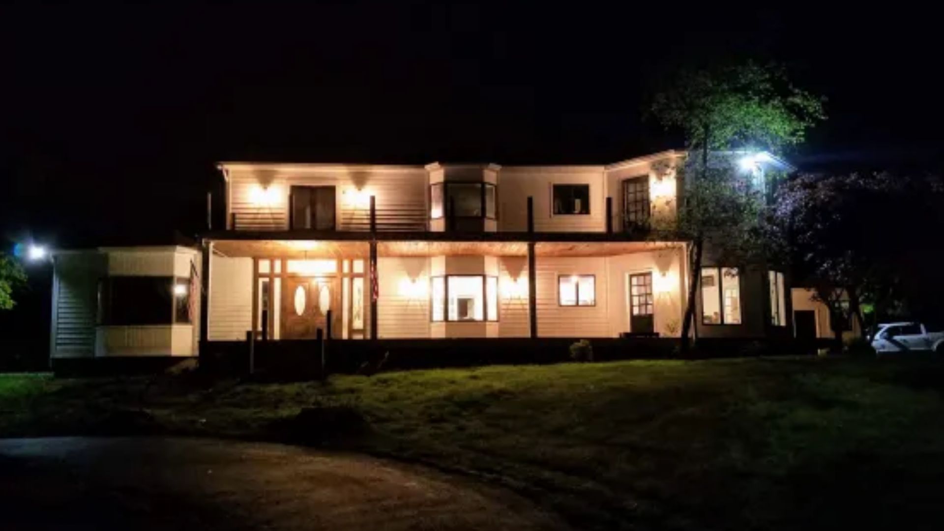 farm at night with lights on