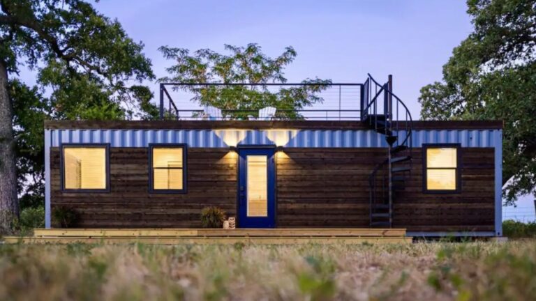 exterior of a brown container house