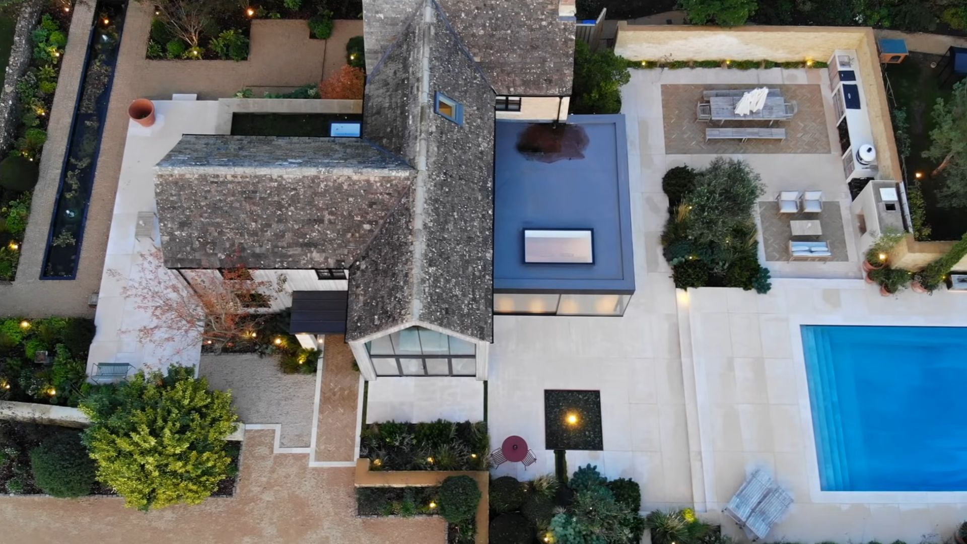 stunning view of the property from above