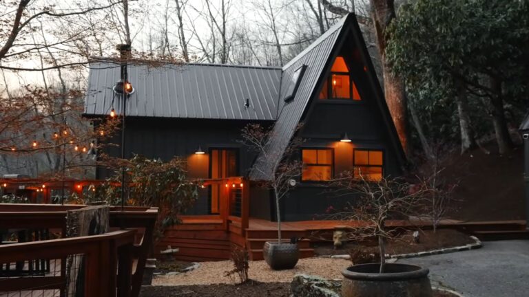 exterior of a cozy cabin in the woods