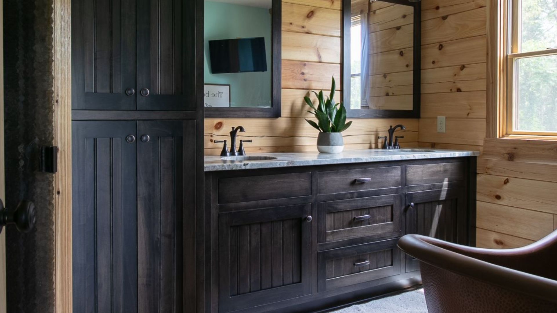 bathroom with lots of cabinets