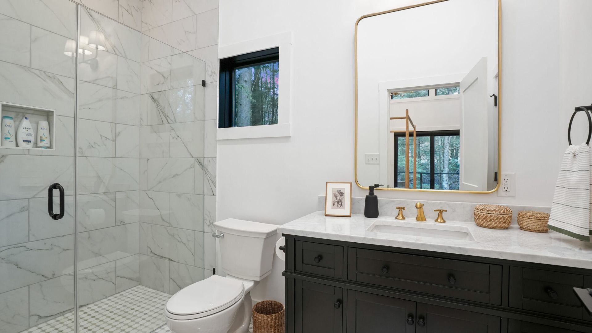 sophisticated bathroom with a walk in shower