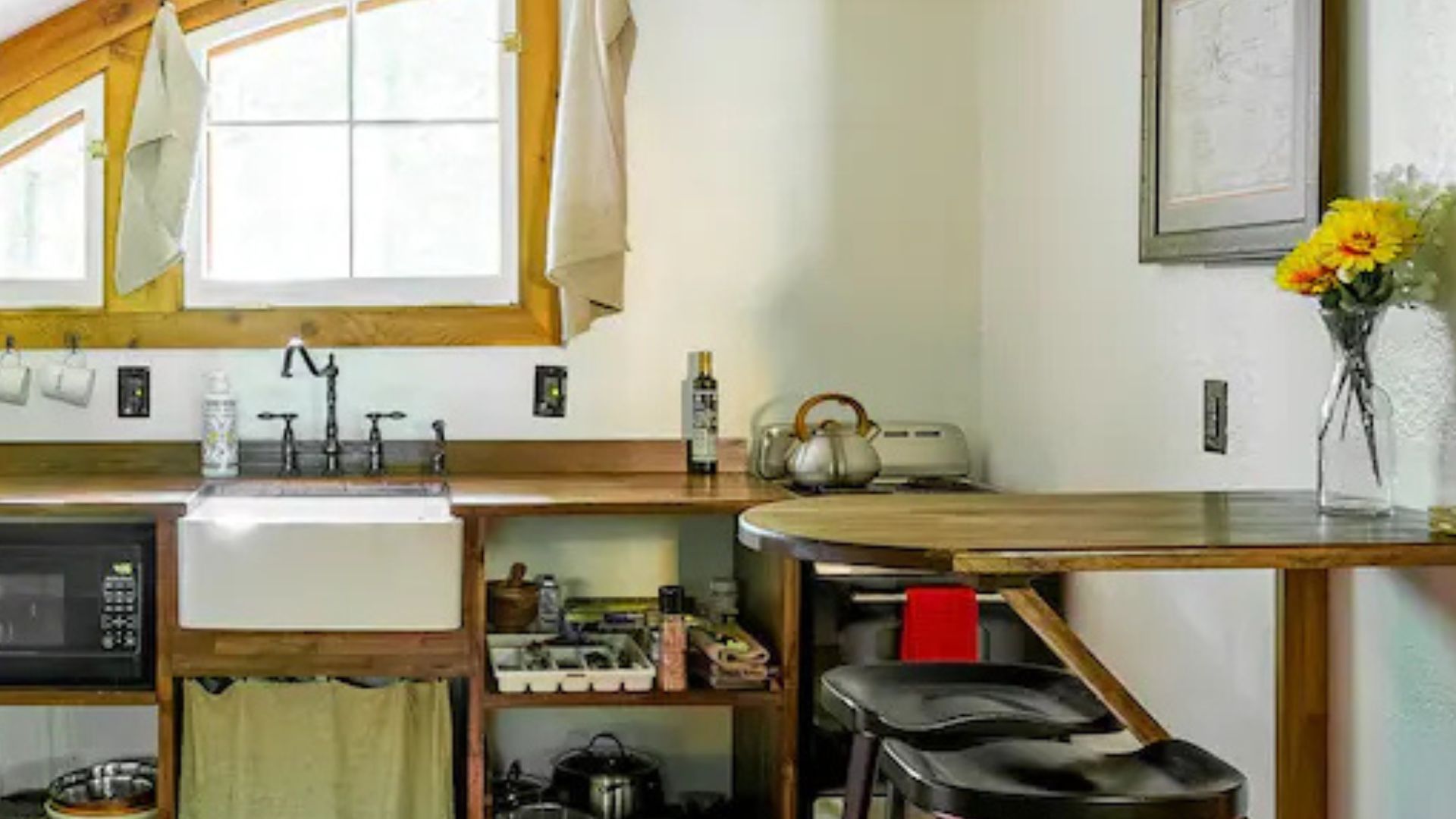 kitchen inside Wee Nook hobbit house