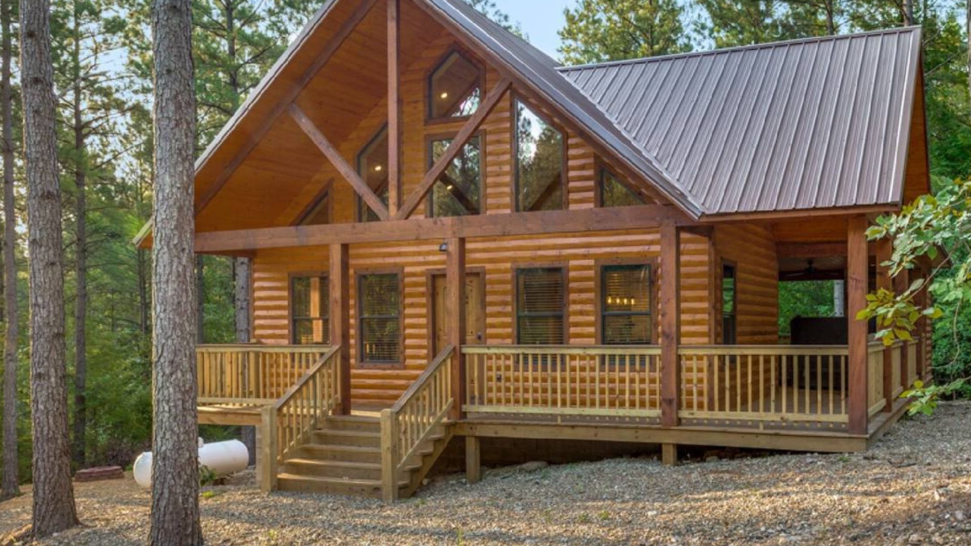 exterior of a log cabin