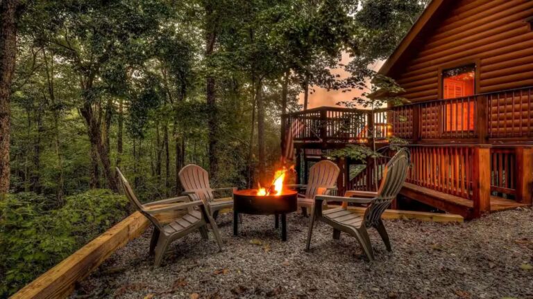 beautiful log cabin in the woods