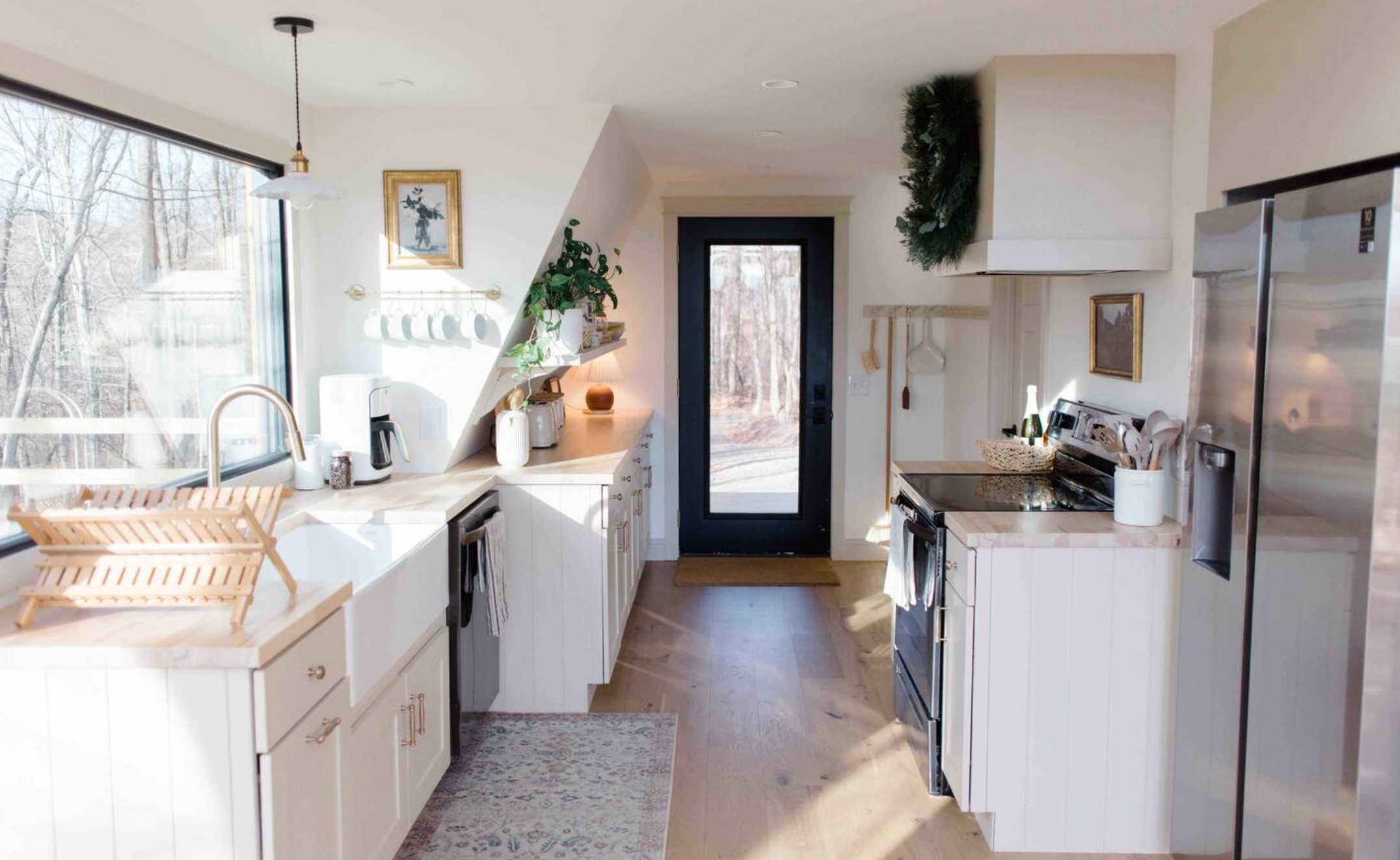 Scandinavian kitchen with a large window