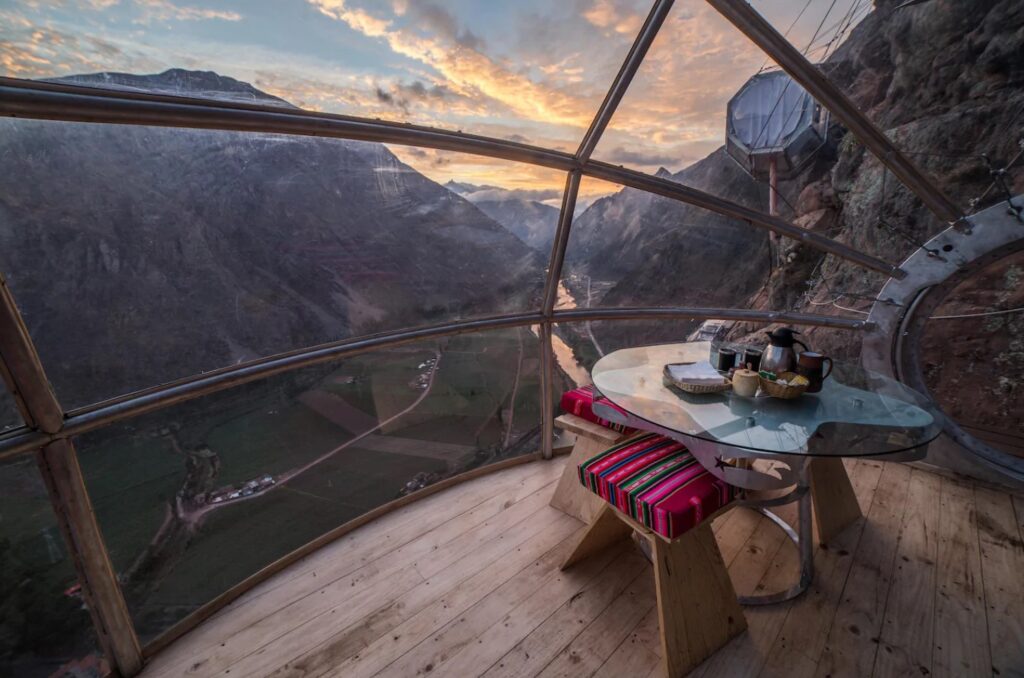 Sky lodge on a mountain