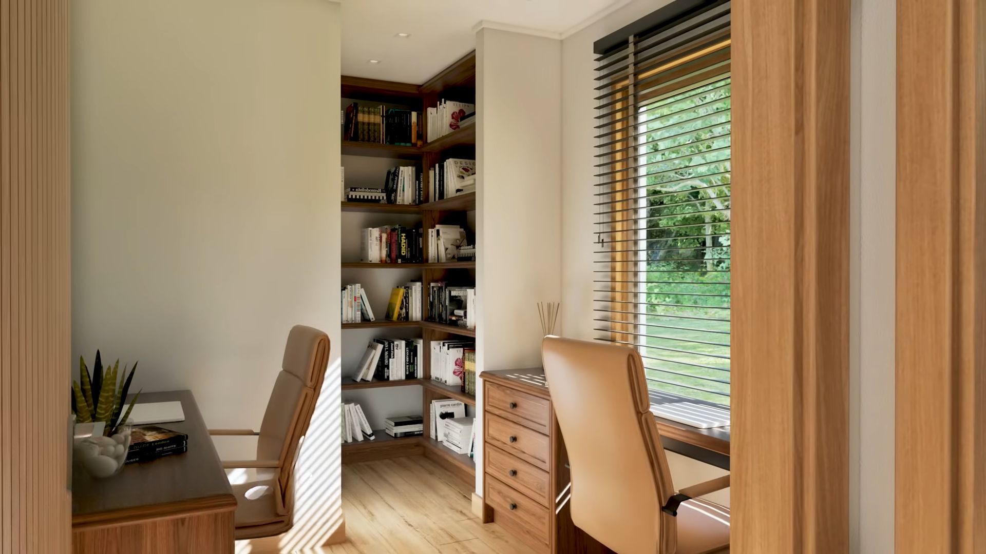 Study room with a bookshelf