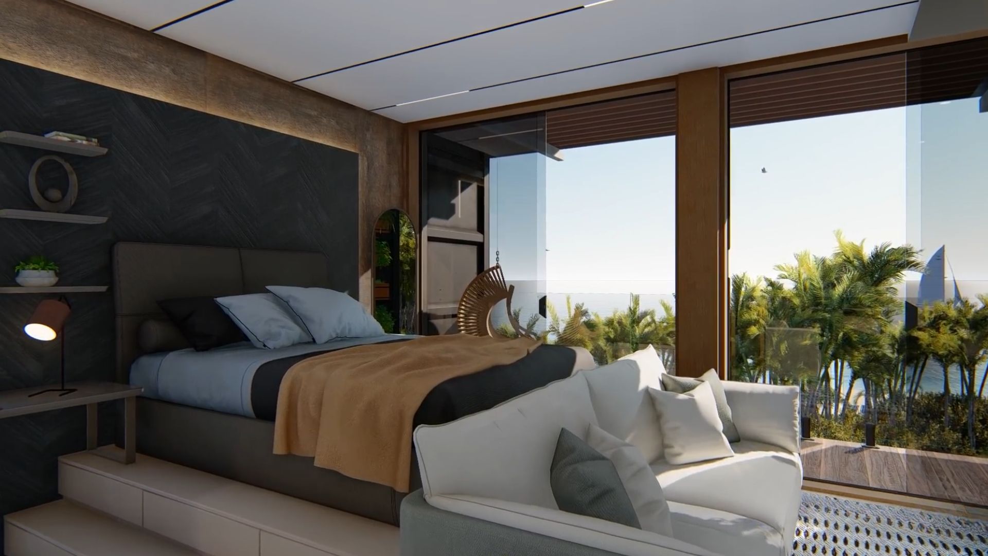 beautiful bedroom neto to a huge window