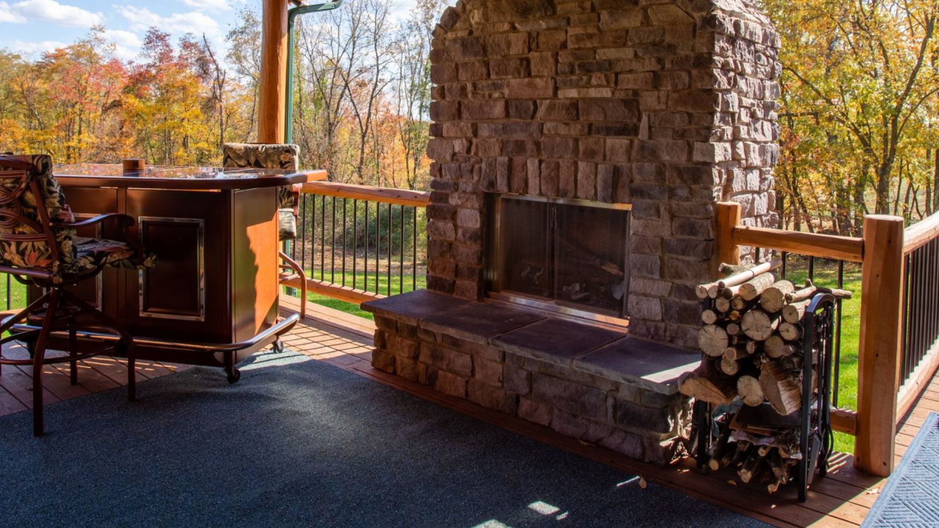 stone fireplace outside