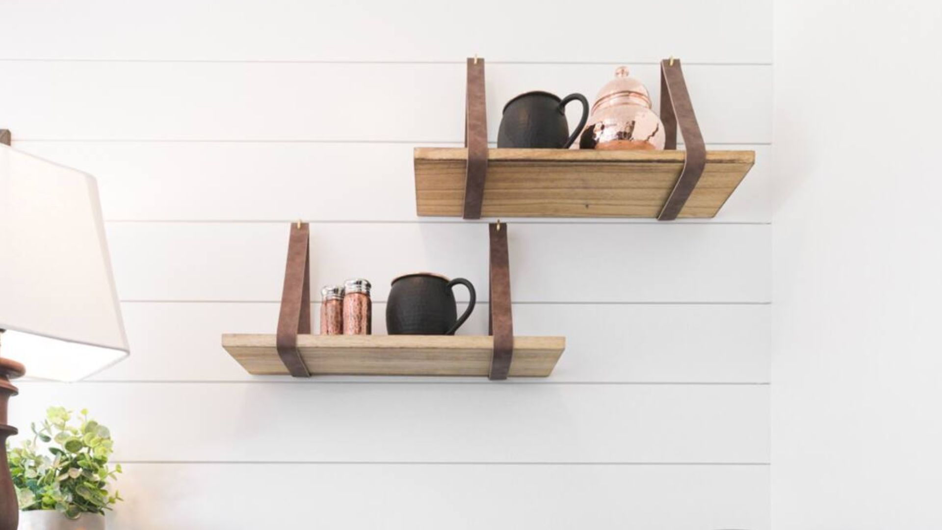 cute floating shelves in the kitchen