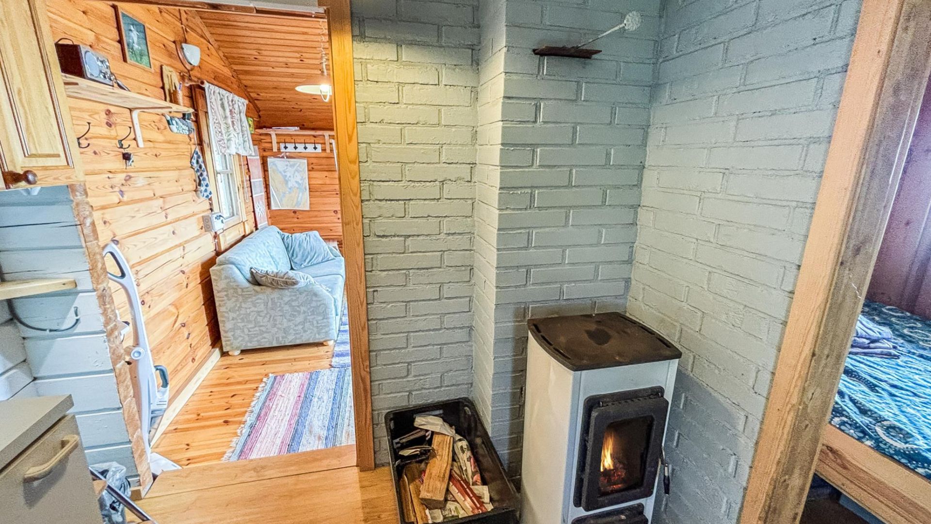 wood burning fireplace in the house