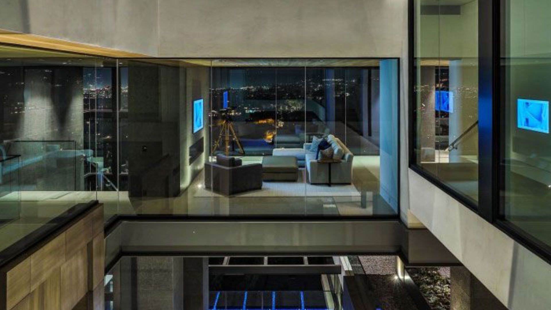 futuristic room in glass