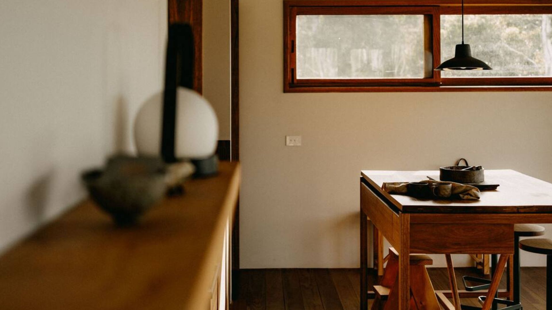 pretty dining room and a shelf