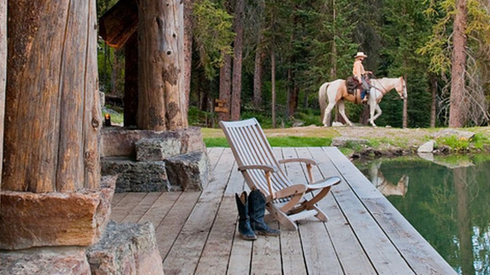 porch on log cabin