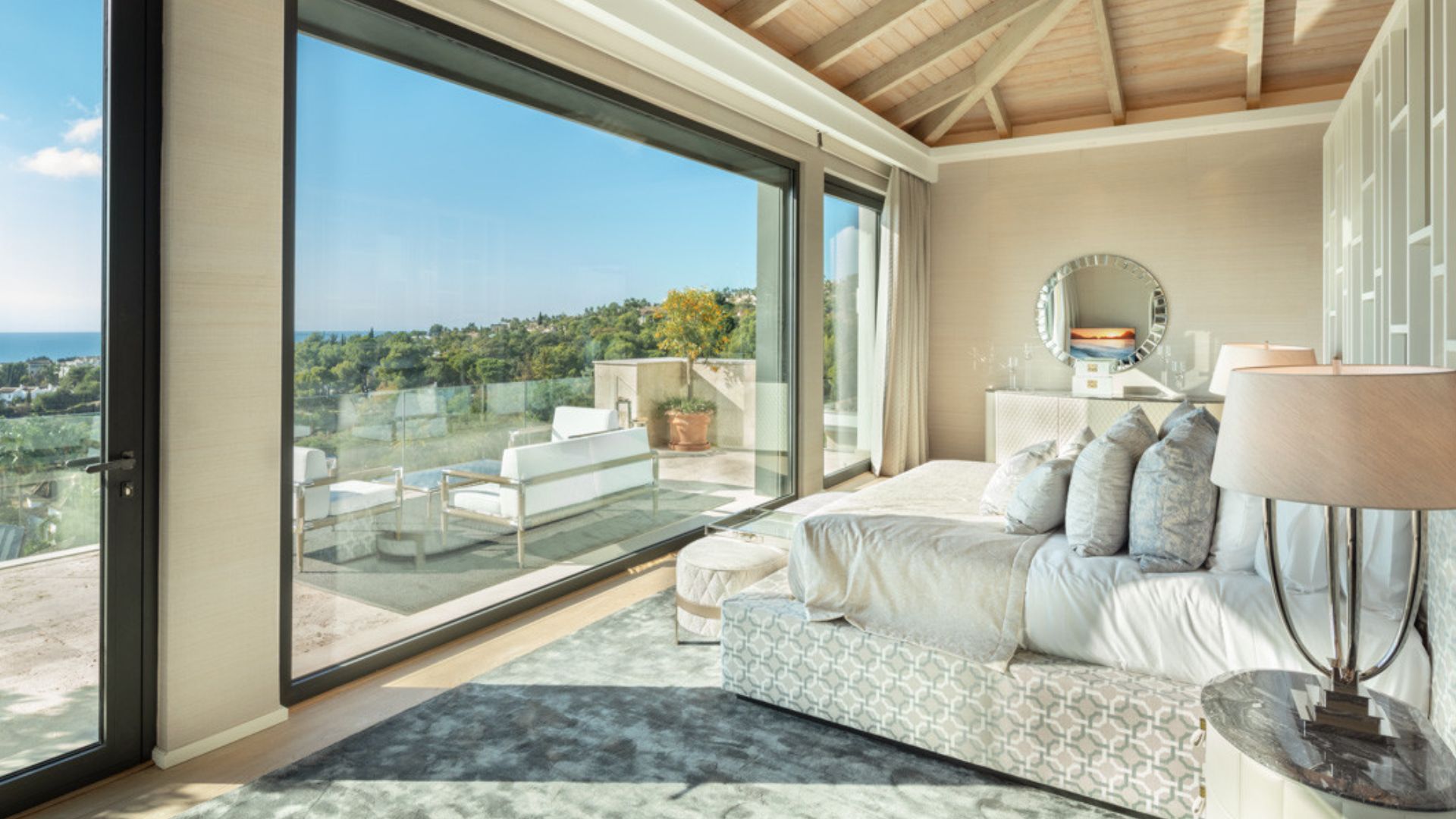 stunning picture window in bedroom