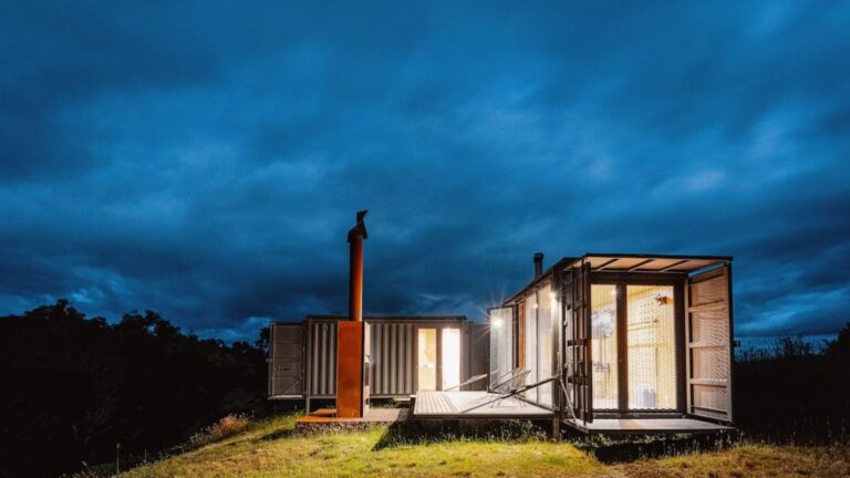 exterior of a shipping container house consisting of two containers