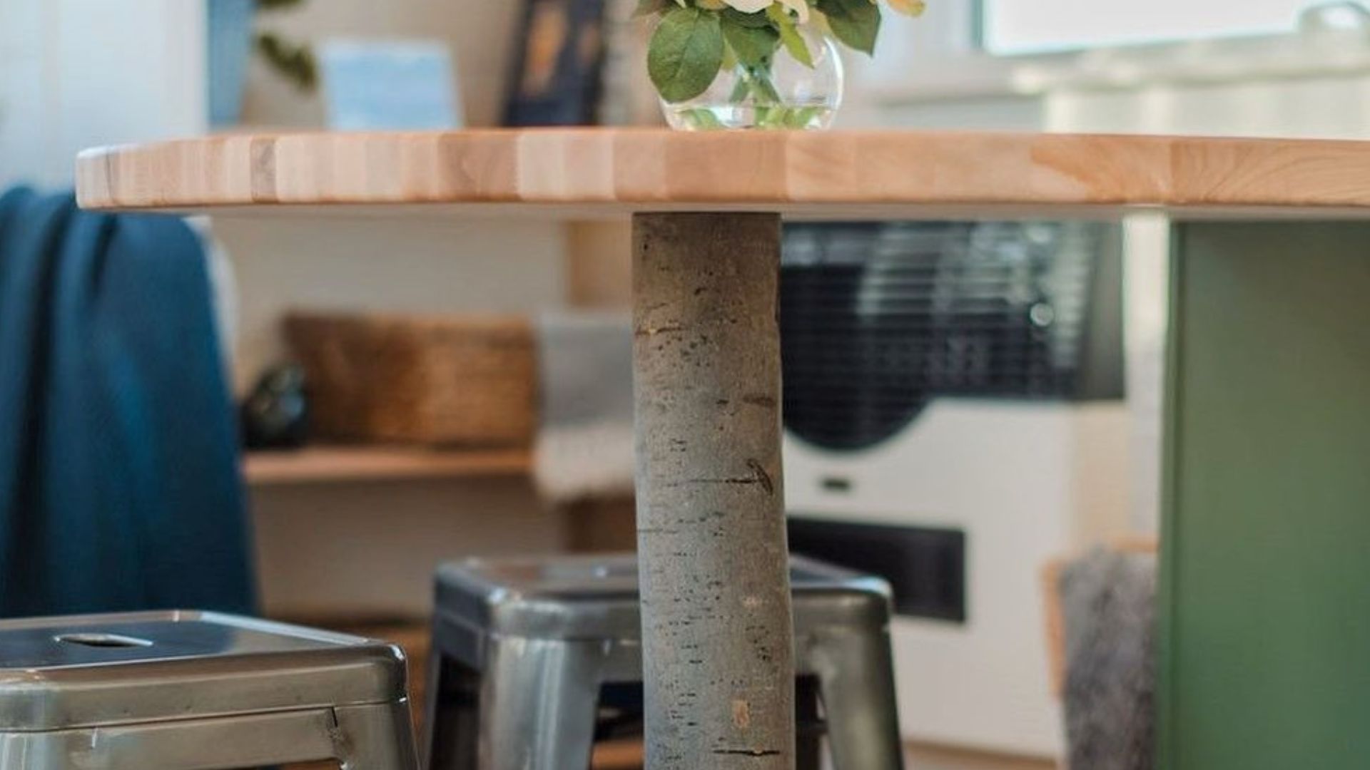 tree branch used as a table leg