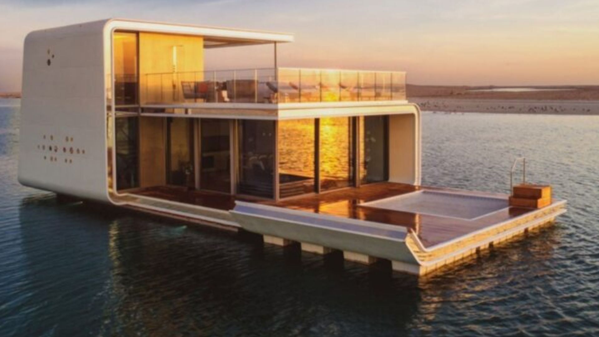 Floating villa in the middle of an ocean