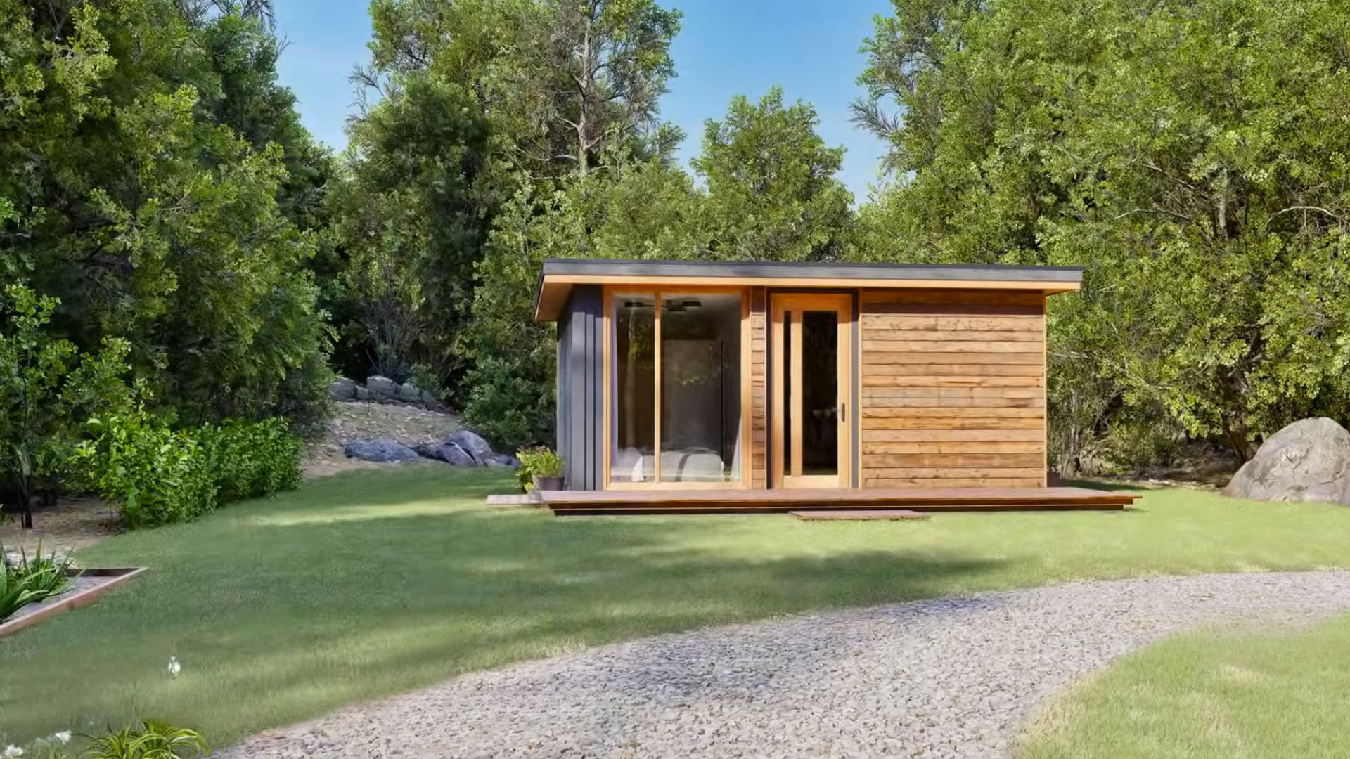 Exterior of a small container home