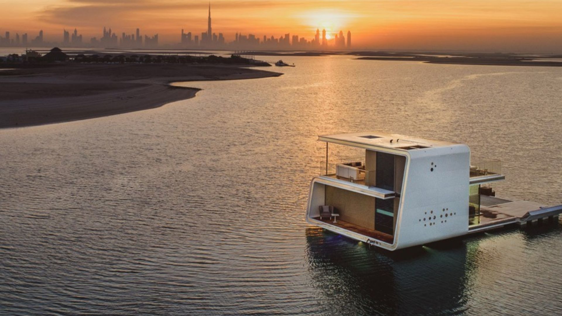 Floating villa in the middle of an ocean