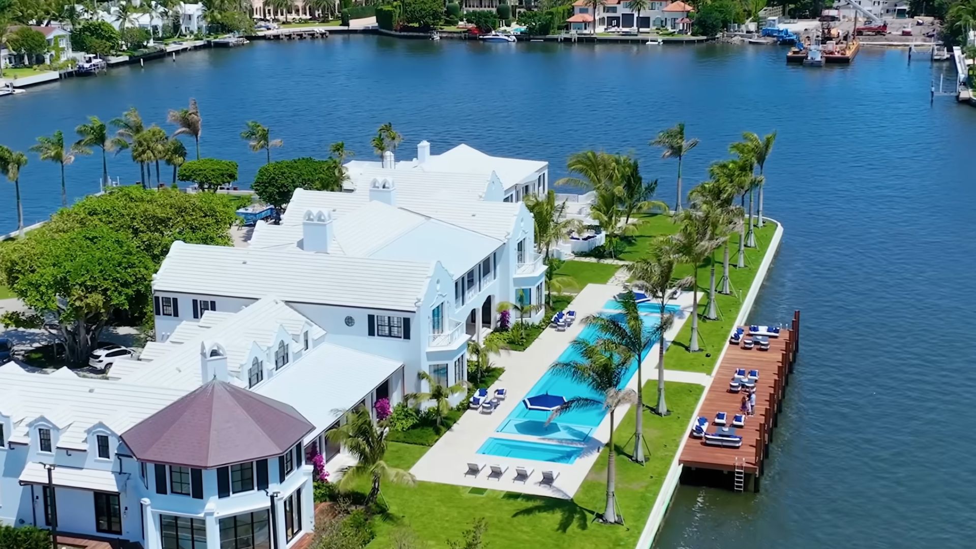 stunning mansion island from the sky