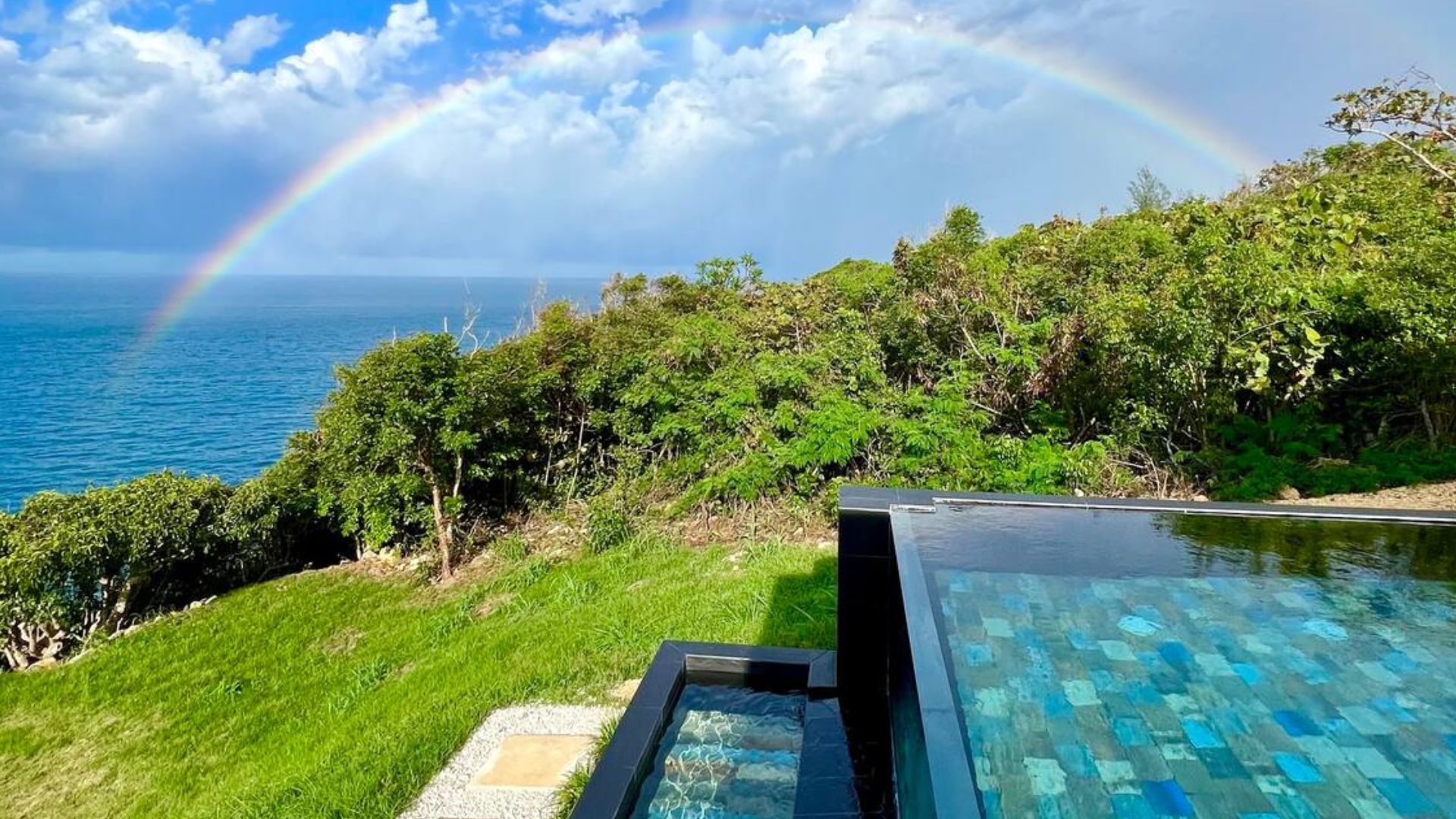 rainbow view from the infinity pool