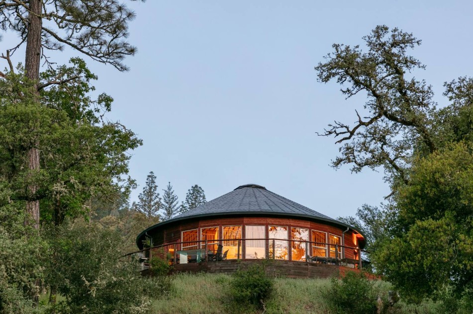 round home in the woods