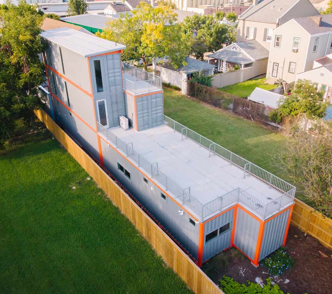 Large container home with a huge terrace