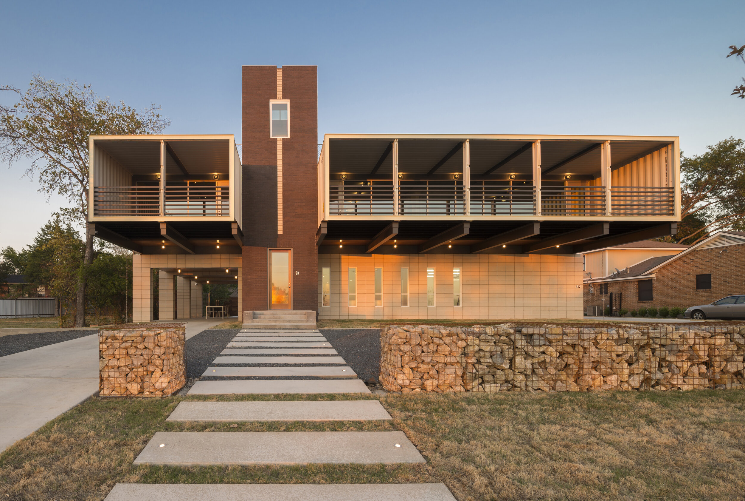 Luxurious container home with a huge terrace