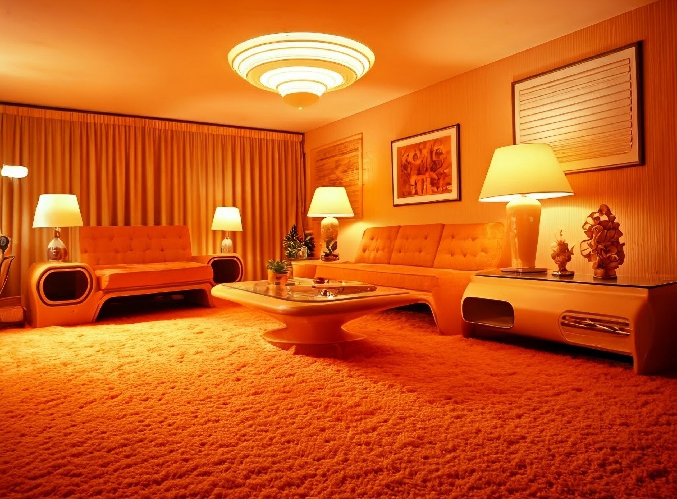 soft carpet in an orange living room