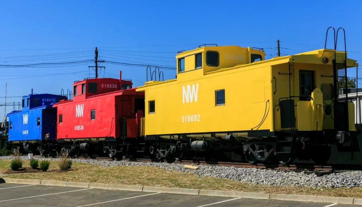 colorful train turned into a home