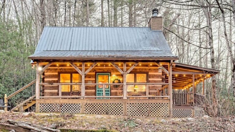 Rustic cabin in woods
