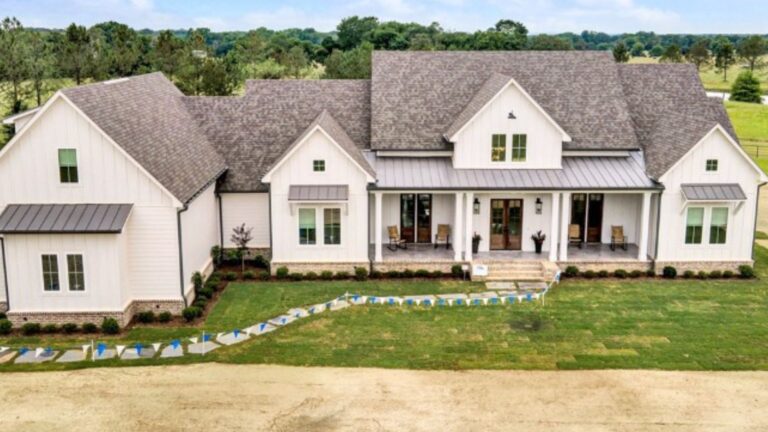 exterior of a large modern farmhouse