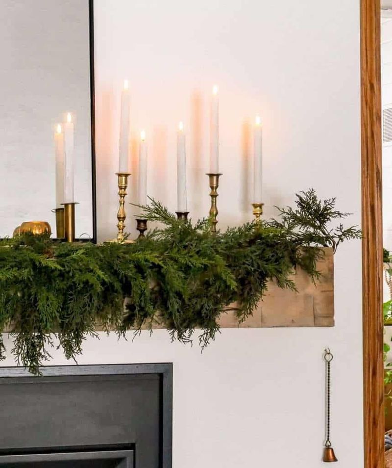 Candles Galore on a mantel