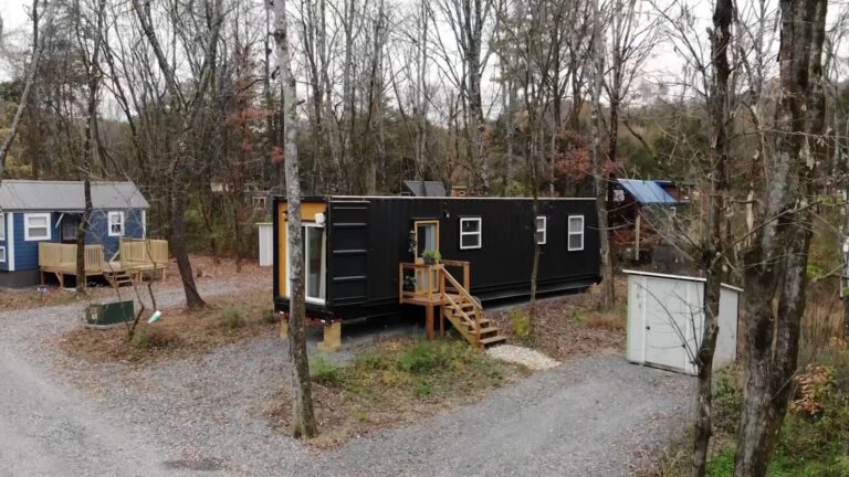 exterior of the black container house