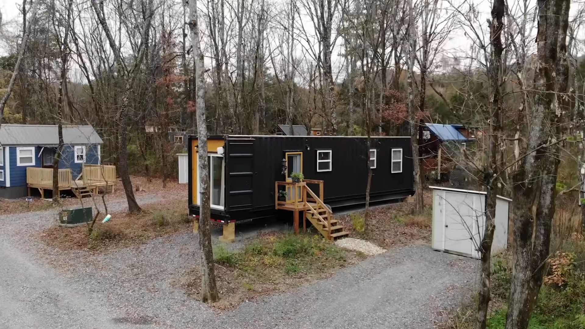 exterior of the black container house