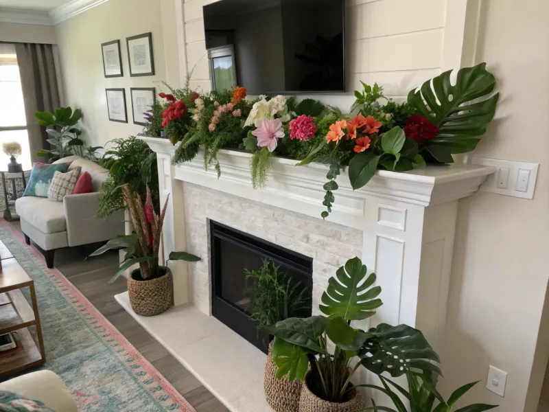 Fake Plants on a mantel