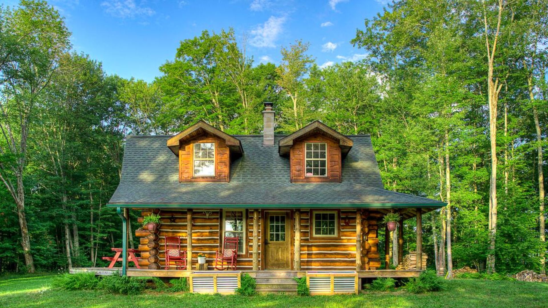 cabin surrounded by greenery